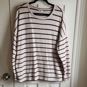 Maurices White and Burgundy Striped Sweatshirt